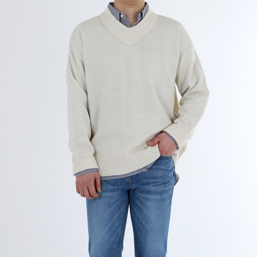 V neck s/s knit (4 color)
