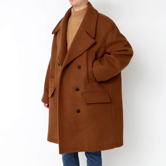 over fit double coat(2 color/ BROWN)